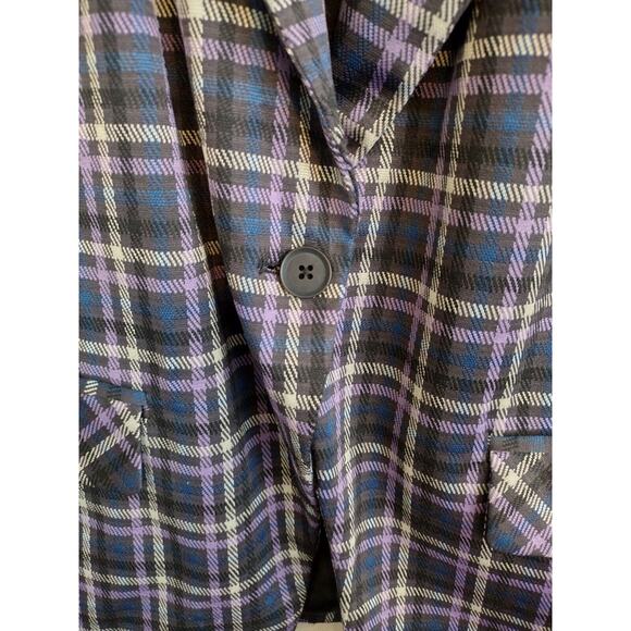 Torrid Blazer Womens 1X Purple Multi Plaid Double Knit Office Career Coat Jacket - Picture 9 of 10
